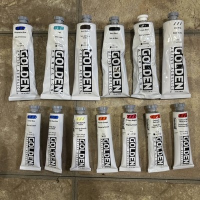 LOT (13) Golden Artist Acrylic Paint - Various Colors 2 fl oz 5 Oz NEW FAST SHIP