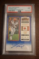2022 Panini Contenders Jerome Ford Rookie Ticket RC Auto BLUE Refractor PSA 9 SP