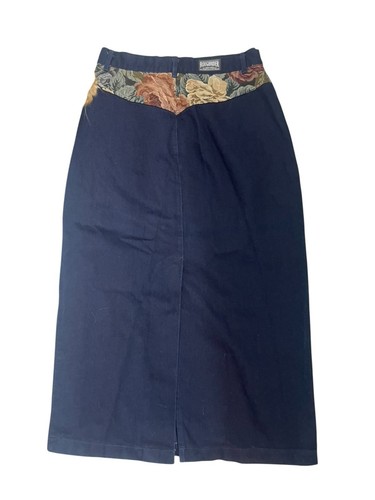 Vintage Roughrider Long Jean Skirt Bareback High Rise Western Floral Womens 32'' - Picture 5 of 12