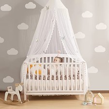 Kids Bed Canopy with Lace Hanging Canopy Net for Baby Crib Nook Butterfly