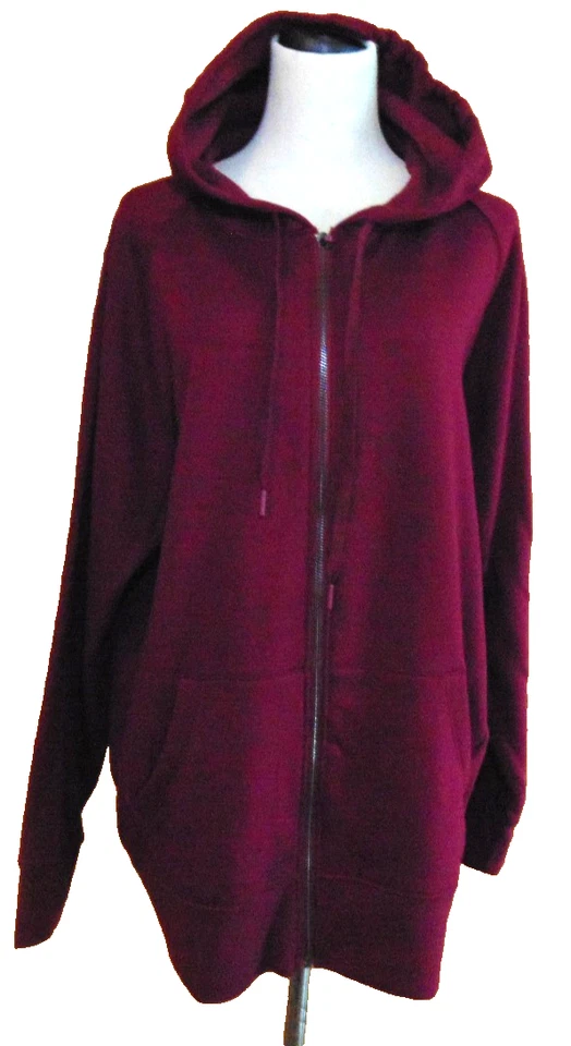 CHAQUETA CON CAPUCHA XERSION MUJER SUPER SUAVE POLAR BORGOÑA PASIÓN CREMALLERA ~ OX / 14W-16W Foto 4 de 4