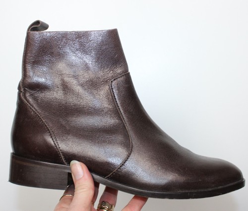 Ladies Office Brown Leather Zip Side Ankle Boots UK 5 Eur 38 - Great Cond - Picture 2 of 7