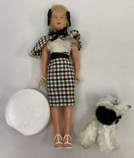 Bambola Ottolini italiana piccola tacco alto 6,5” moda con cane plastica dura vintage anni 60