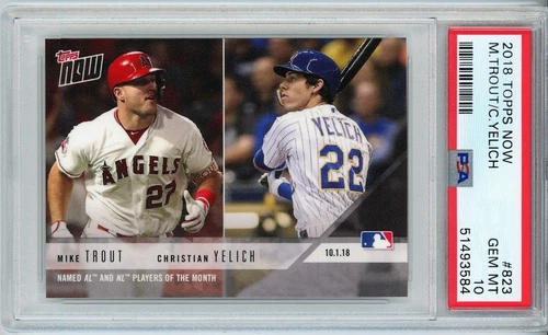 Mike Trout - Christian Yelich 2018 Topps NOW #823 (PR /714) PSA 10 GEM MT