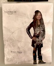 BONES DRESS Child Costume Screen Printed Dress w/ Hood Sz: M 6-8 NWT