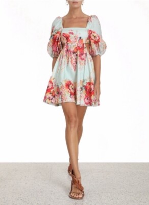 zimmermann mae cut out mini dress NWT Authentic Zimmermann Mae Cut-out Black Linen Mini Dress Size 2 AU $695