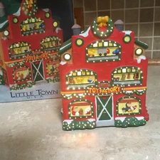 FIBER OPTIC LIGHTS Little Town USA  -SANTA’S TOY FACTORY- Christmas Village-NEW