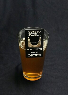 Don't F**k With My Drink - Gone For A Pi*s 3D PVC Rubber Morale Patch Beer GITD