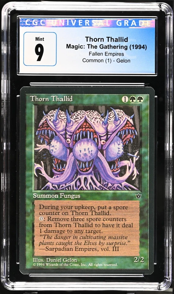 Set of 3 1994 SEQUENTIAL Magic MTG Fallen Empires Thorn Thallid CGC 9 Mint - Image 2 of 4