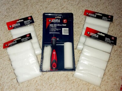 Spear & Jackson Select 5er Pack Gloss Emulsion ini Roller Sleeves 4'' 100mm Tray
