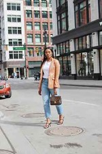 Women's Blazer Casual Formal Genuine Lambskin Leather Stylish Cream Handmade