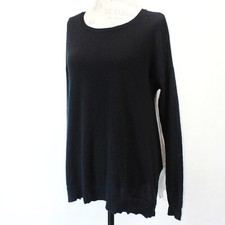 Autumn 100 Cashmere Black/Gray Pocket Crew Neck Sweater Pullover Medium