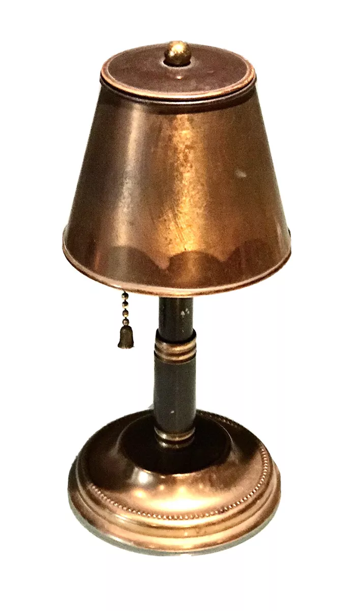 Vintage Antique Brass Copper Lamp Cigarette Holder Safe Trinket Jewelry Box Old