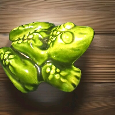 VTG Lady Naughty Frog Anatomically Correct Green Glazed Ceramic Figurine