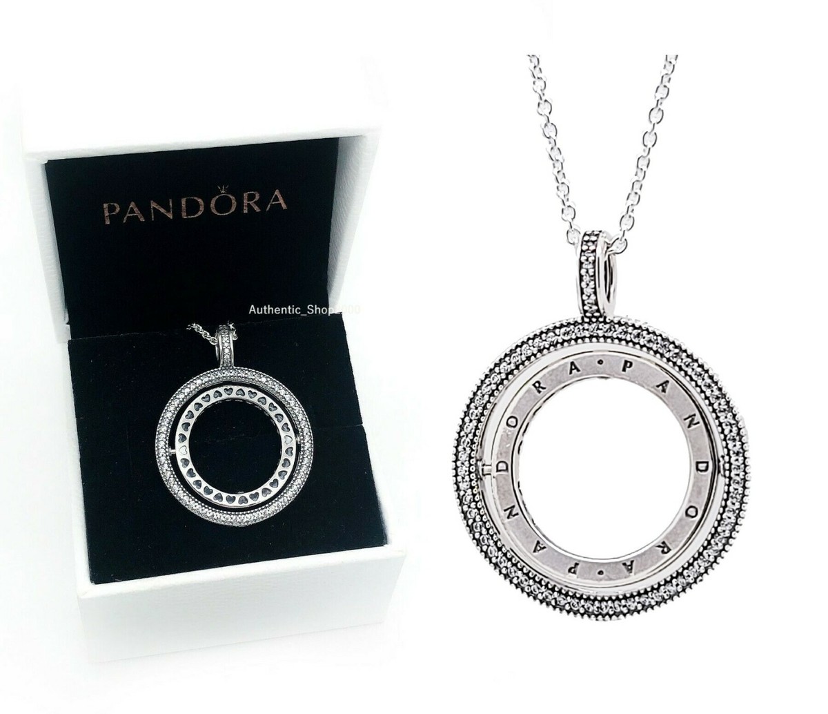 NEW 100% PANDORA 925 Spinning Hearts Logo Circle Pendant NEW 100% PANDORA 925 Spinning Hearts Logo Circle Pendant