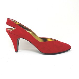 red suede slingback pumps