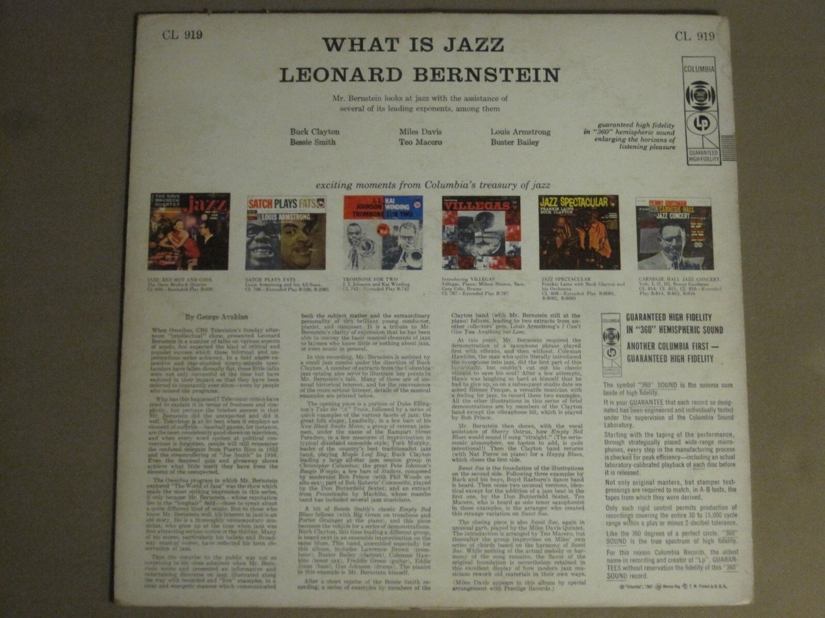 オリジナル盤！Leonard Bernstein / What Is Jazz What is Jazz - Part One (Types of Jazz) - YouTube