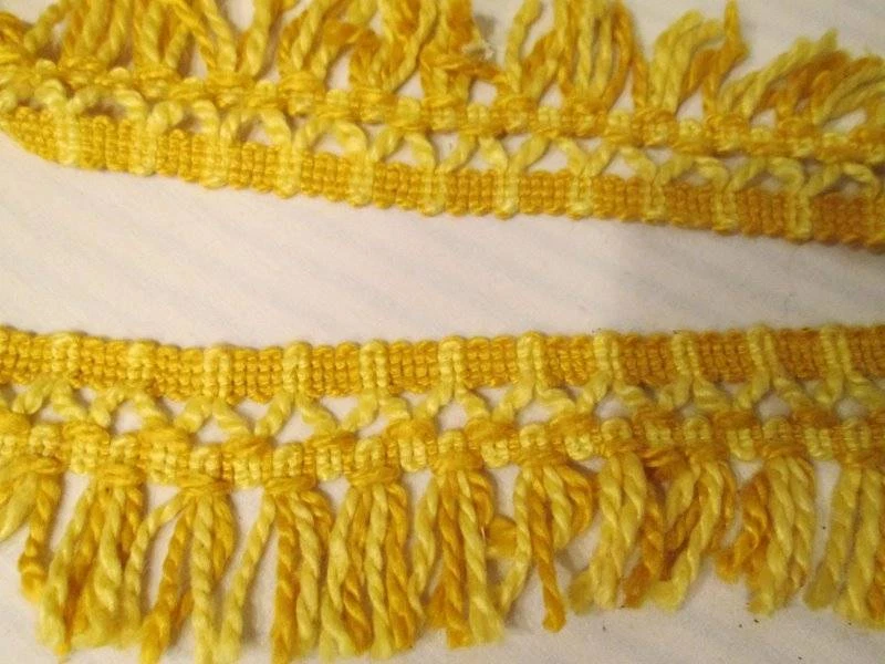 Cortinas de tapicería de tela GIMP de colección años 50 60 flecos de oro amarillo 5 yardas 2,25" Foto 3 de 4