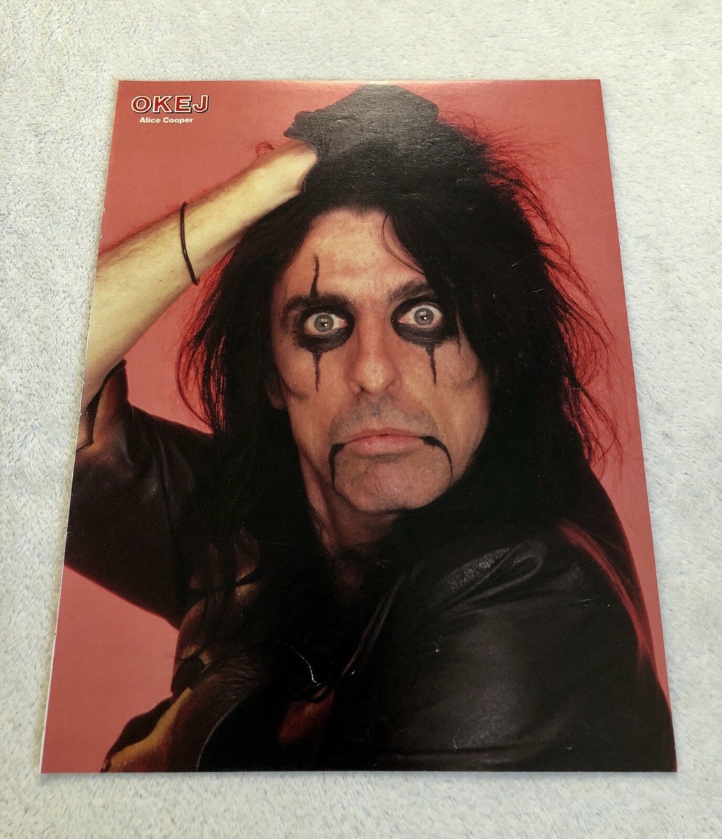 ALICE COOPER 1987 Clipping Poster Swedish Music magazine Okej
