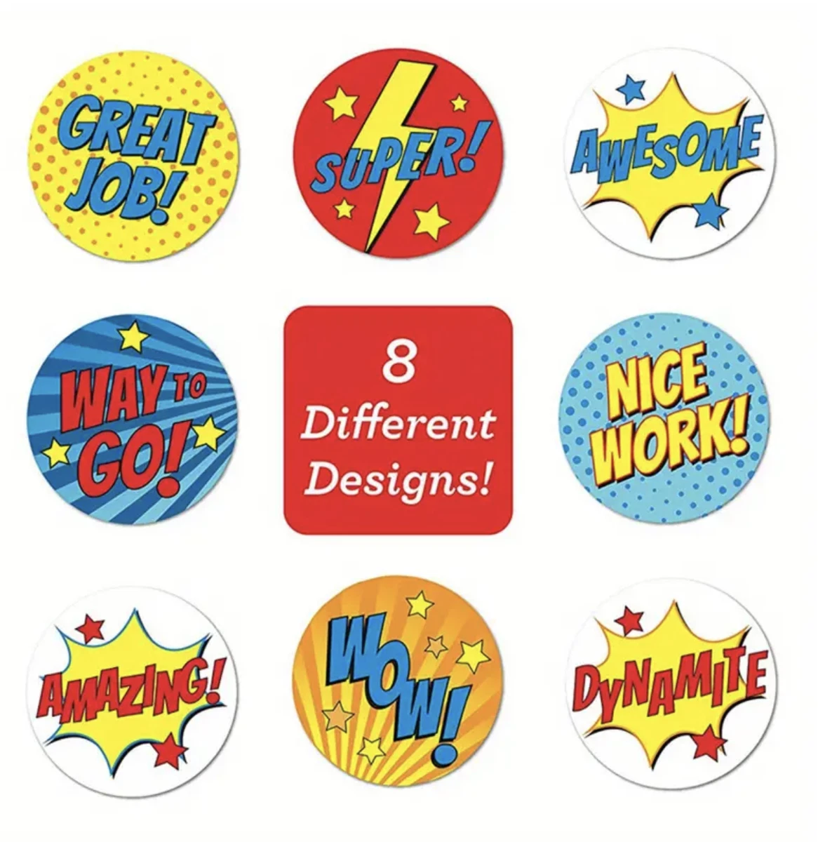 Positive Reward Merit Stickers 2.5cm 50/100pc Teacher Award Kids Party Hero