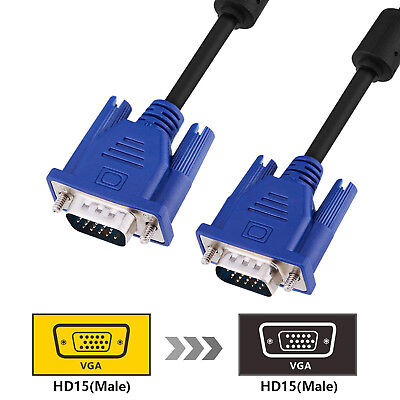 SVGA Blue 15 Pin M/M Super VGA Monitor Extension Cable Cord Male to Male LY