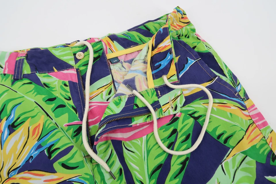 Polo Ralph Lauren Para Hombre 36 Hawaiano Tropical Floral Pantalones Cortos Cordón Vacaciones Foto 4 de 4