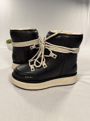 Amiri Malibu Hi Leather Boots Black Size 9 US / 42 EUR Shearling Lined Chunky 