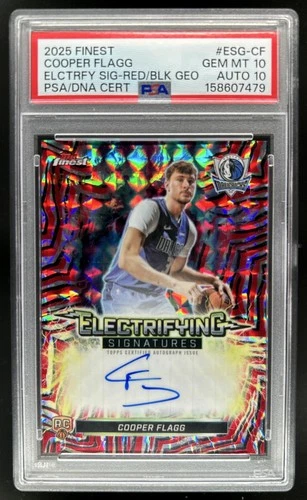 2025-26 Finest Cooper Flagg Electrifying Red/Black Geo RC #/10 PSA 10 Auto 10