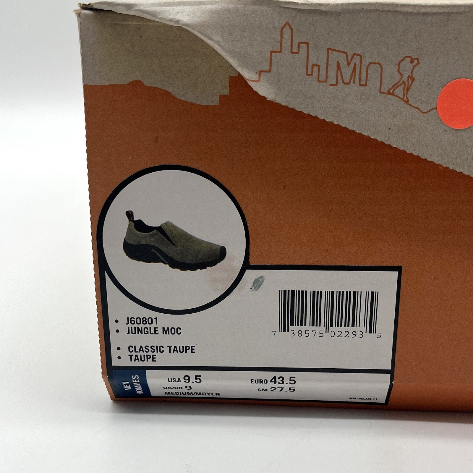 Merrell Men’s Jungle Moc Sz 9.5 Classic Taupe Suede Slip On Outdoor New In Box image 8