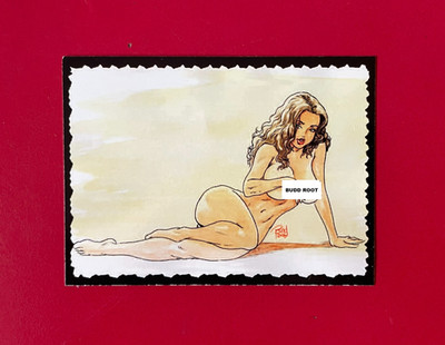 CAVEWOMAN TRADING CARD BUDD ROOT  (NM) 2.5x3.5'' RARE! Pinup Pose