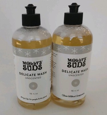 NEW Lot Of 2 Molly's Suds Gentle Unscented Delicate Wash Laundry Soap, 16 fl oz 