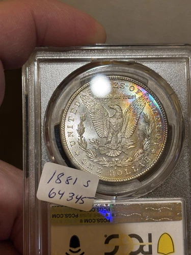 1881 S Morgan Dollar Gorgeous Reverse Rainbow Toner Pcgs Ms 64