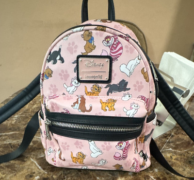 Loungefly Disney Aristocats Lady Tramp Cheshire Cat Pink Mini Backpack