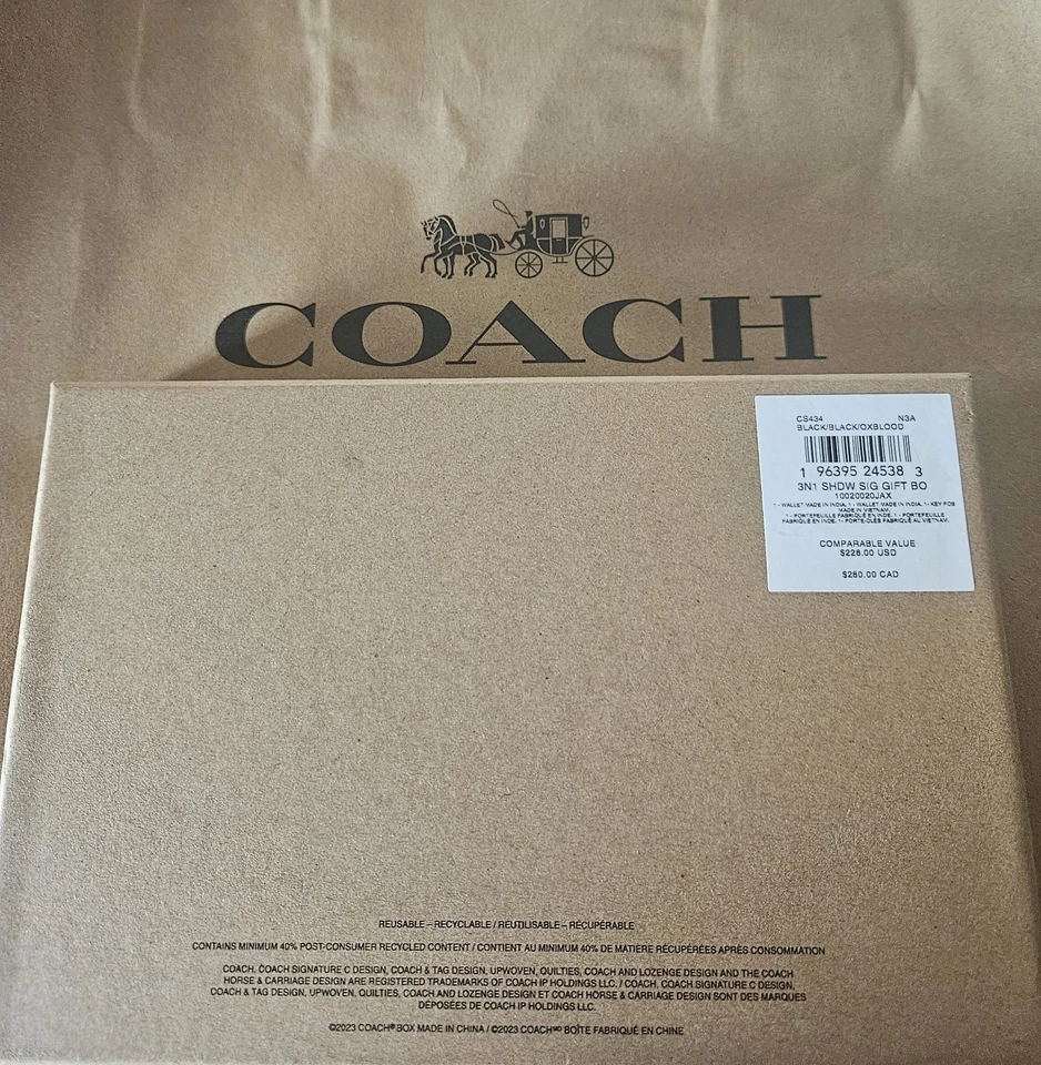 NWT Coach Men Boxed 3 In 1 Wallet Gift Set In Signature Canvas $228 - Image 3 of 3