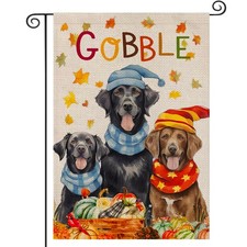 Thanksgiving Outdoor Fall Garden Burlap Yard Flag 12x18 Vertical Double Sided...