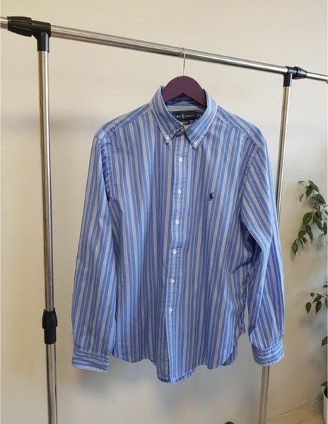 Men Polo Ralph Lauren Shirt Blue Cotton 42 / XL / #CJXJ
