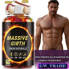 #1 BEST-MALE ENLARGER THICKER LONGER BIGGER 4" GROWTH ENLARGEMENT 60 GUMMIES