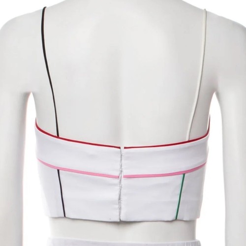 LELA ROSE Women's Contrast Trim Crop Top White Multi SZ 12 NWT - Picture 3 of 7