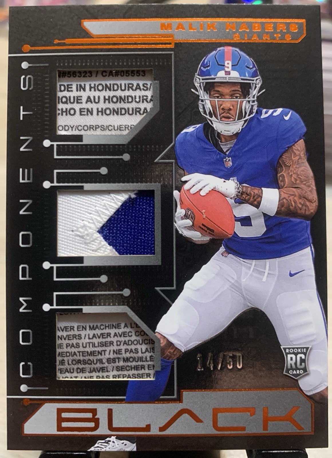 Malik Nabers Panini Black Components Relics #CO5 Citrine
