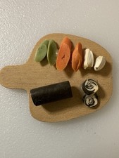 Dollhouse Miniature Sushi With Wood Cutting Board, Dollhouse Food Item
