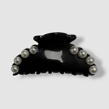 Lele Sadoughi Womens Black Faux Pearl Claw Clip