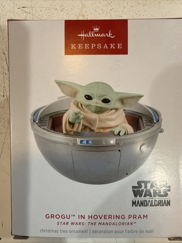 2024 Hallmark Ornament - 'GROGU IN HOVERING PRAM' Star Wars Mandalorian - NIB