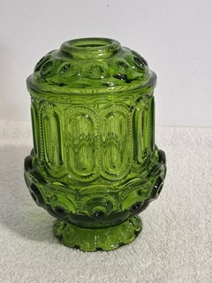 L.E. Smith Vintage Moon and Star Glass Fairy Lamp Courting Lamp Green