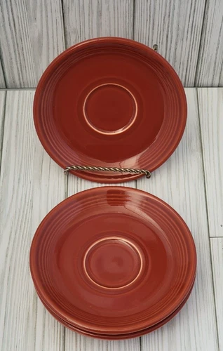 Fiestaware Paprika Saucers Retired Color Homer Laughlin Co Dishware Serving