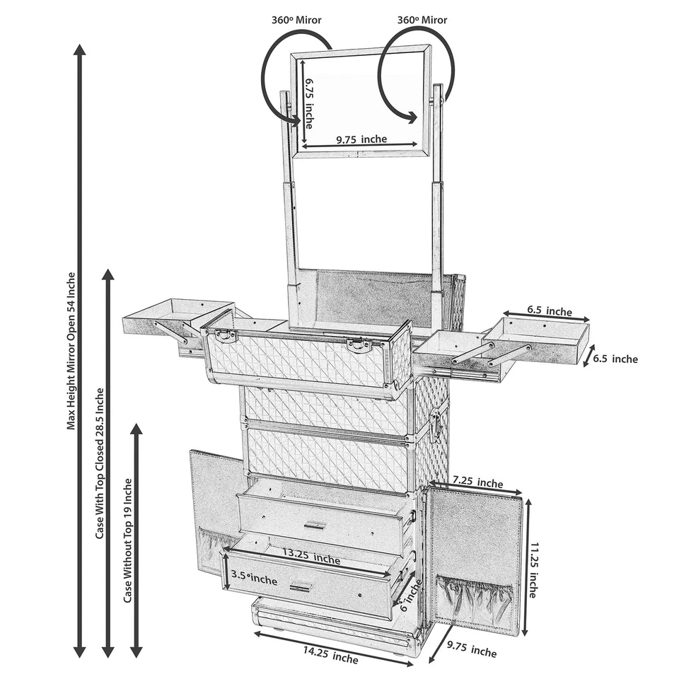 SHANY REBEL 系列专业化妆艺术家滚动火车箱手推车箱 — 第 3/3 张图片
