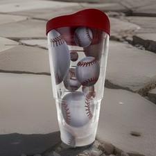 Tervis Baseball Pattern Tumbler w/ Red Lid, 2-Piece Set
