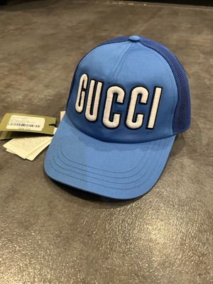 Gucci Blue Hat Logo Baseball Men's Retail 57cm / S Retail 480$ | eBay