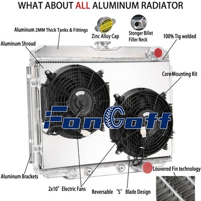 3 ROW Aluminum Radiator&Shroud Fan Fit 1967-1970 Ford Mustang Mercury Cougar