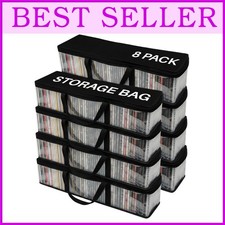 DVD Storage Bags 8 Pack - Clear PVC Case with Strong Handles