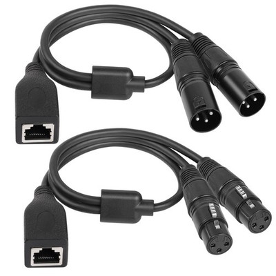 1.7 FT Dual XLR 3-Pin Male to RJ45 Female Adapter Cable for DMX Controller
